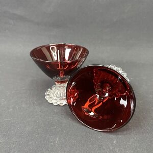 Anchor Hocking Berwick "Boopie" Ruby Red‎ Sherbet/Champagne Glass, Set of 2, VTG